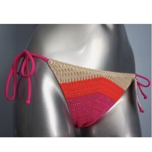 Victorias Secret Nwt Neon Lotus Crochet Colorblock String Bikini Bottom
